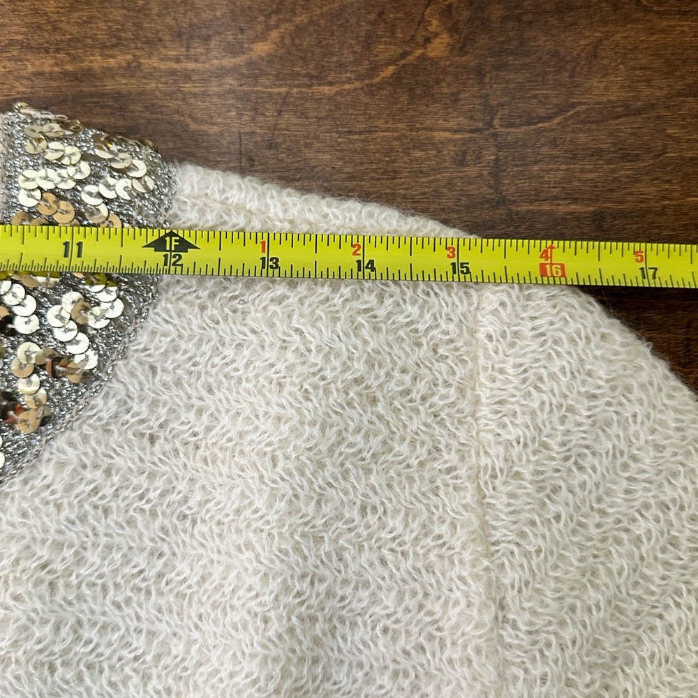 Vintage 1950s Sidney Gould Mohair Blend Sheer Lining Sequin Cardigan Size S/M - Picture 7 of 10